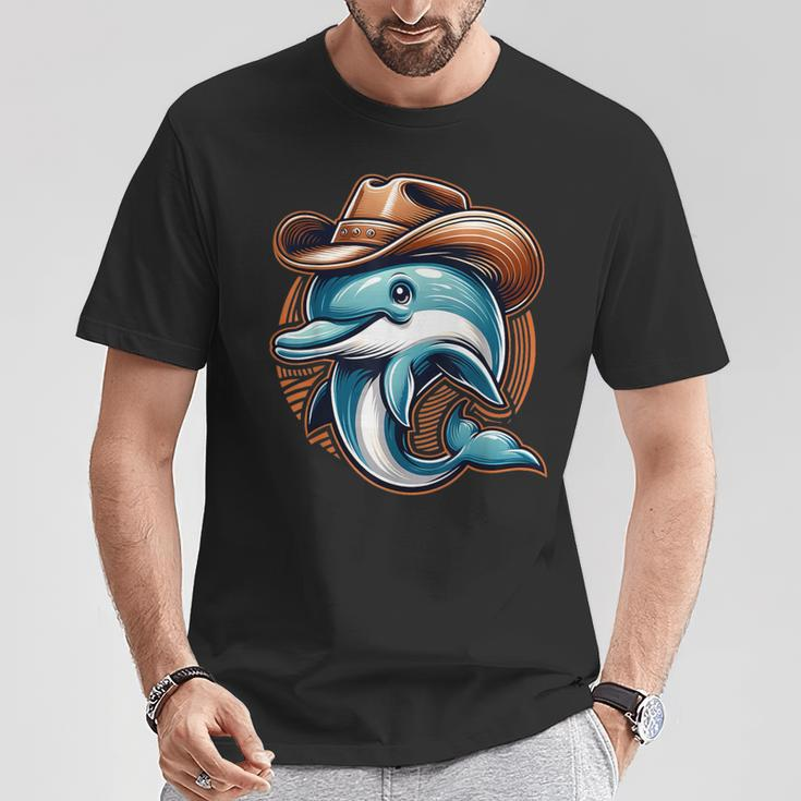 Wild Western Howdy Dolphin Sea Ocean Animal Lover Cowboy Hat T-Shirt Unique Gifts