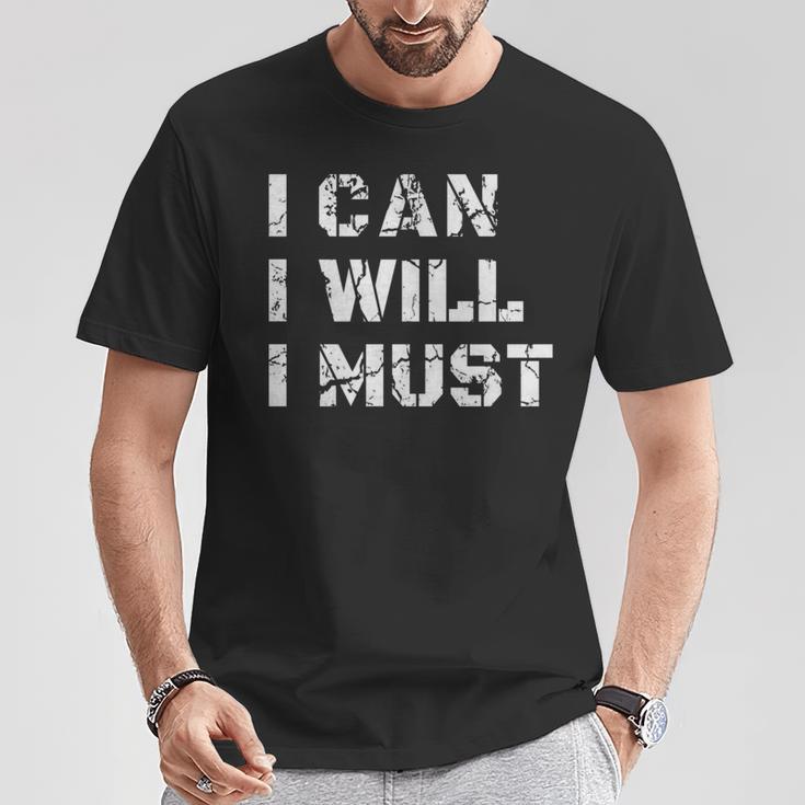 I Can I Will I Must Success Motivational Long Gym T-Shirt Unique Gifts