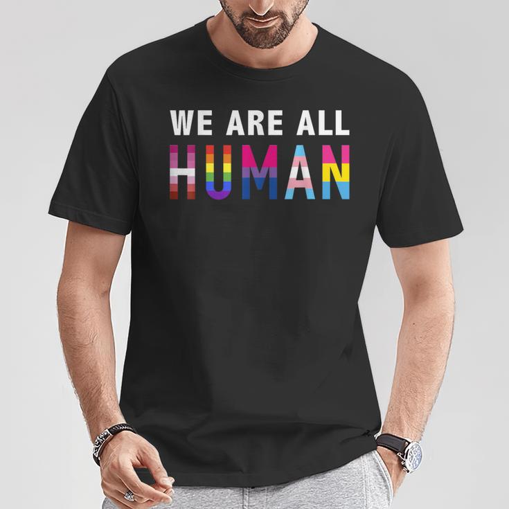 Wir Sind Alle Menschen Human Mit Lgbtq Flag T-Shirt Lustige Geschenke