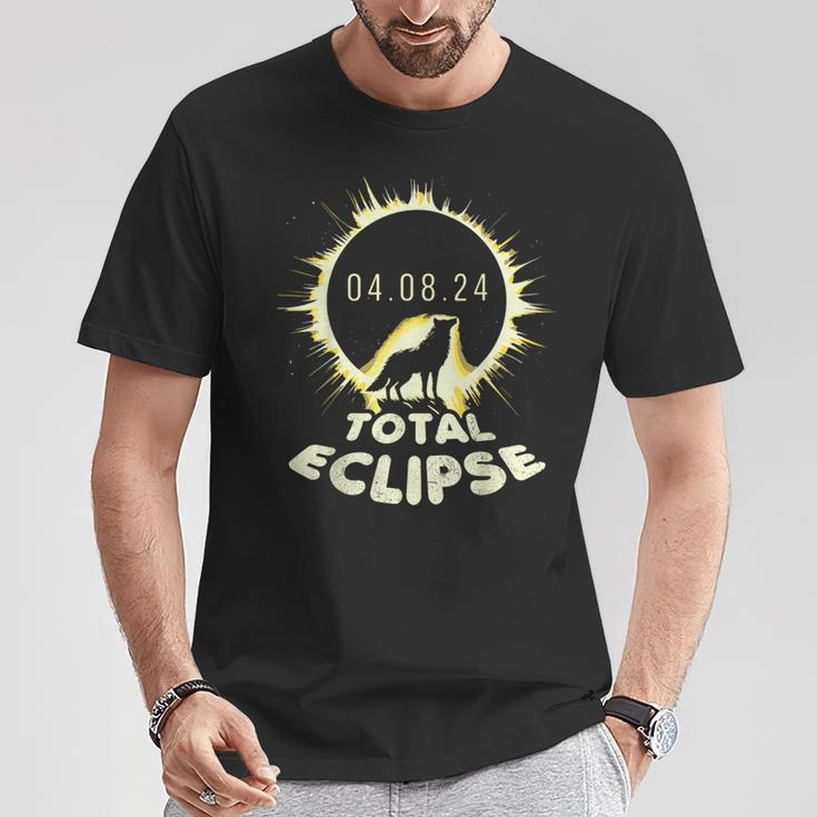 Wolf Fans Totality Solar Total Moon Eclipse 2024 Spring Men T-Shirt Unique Gifts