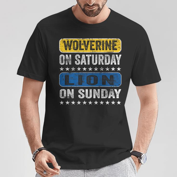 Wolverine On Saturday Lion On Sunday Detroit T-Shirt Personalized Gifts