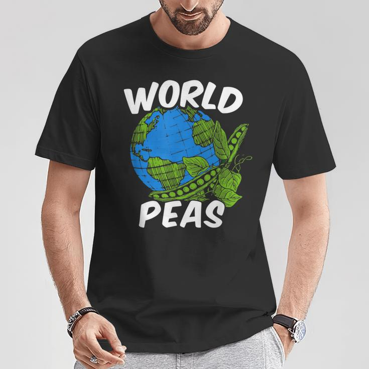 World Peas Pun Peace On Earth Globe Pea Pods T-Shirt Unique Gifts