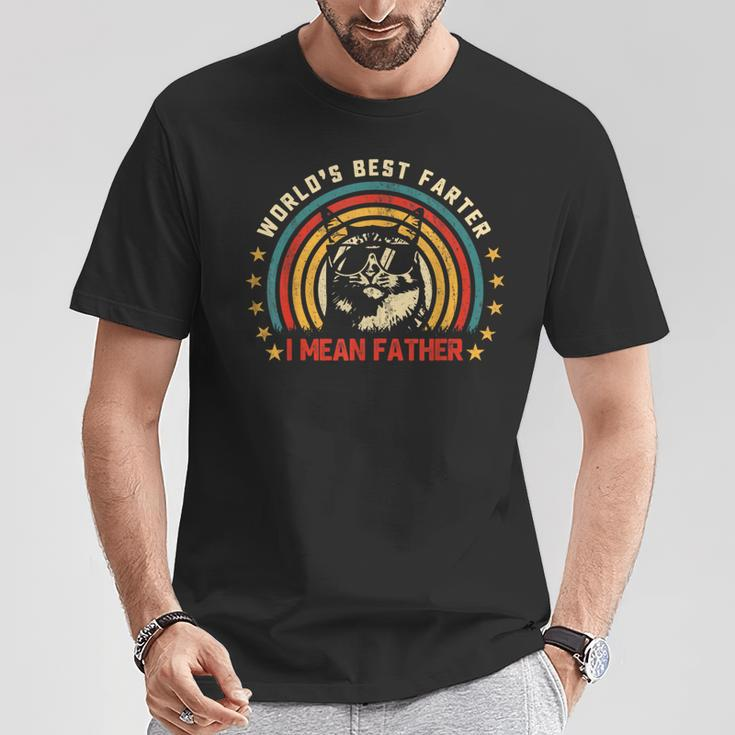 Worlds Best Farter I Mean Father Fathers Day Cat Dad T-Shirt Funny Gifts