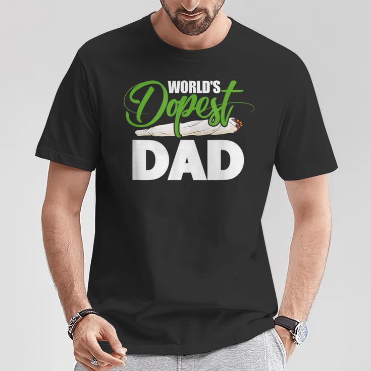 World's Dopest Dad Cannabis Marijuana Weed Fathers Day T-Shirt Unique Gifts