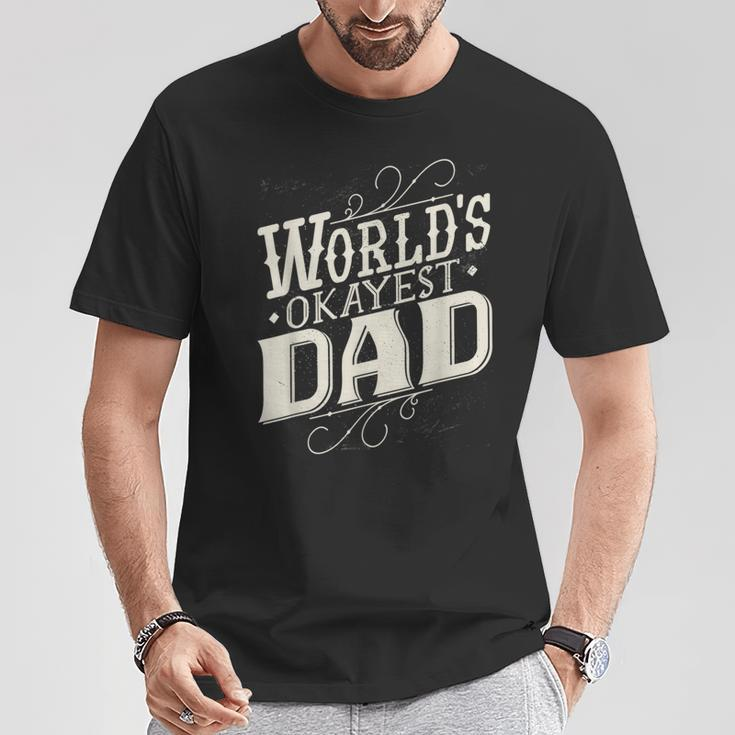 World's Okayest Dad Fathers Day Vintage Graphic T-Shirt Unique Gifts