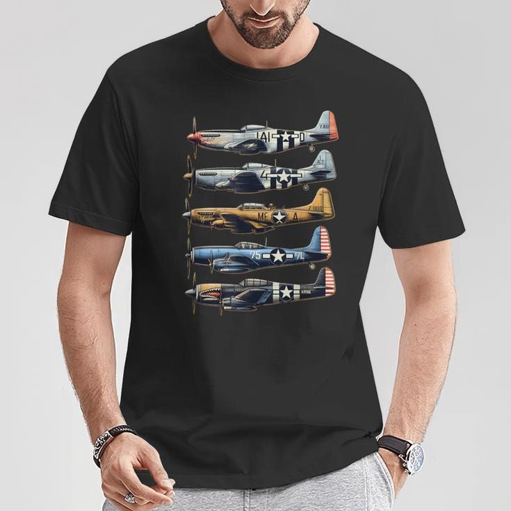 Ww2 Planes P51 Mustang F4u Corsair B17 P47 Thunderbolt T-Shirt Unique Gifts