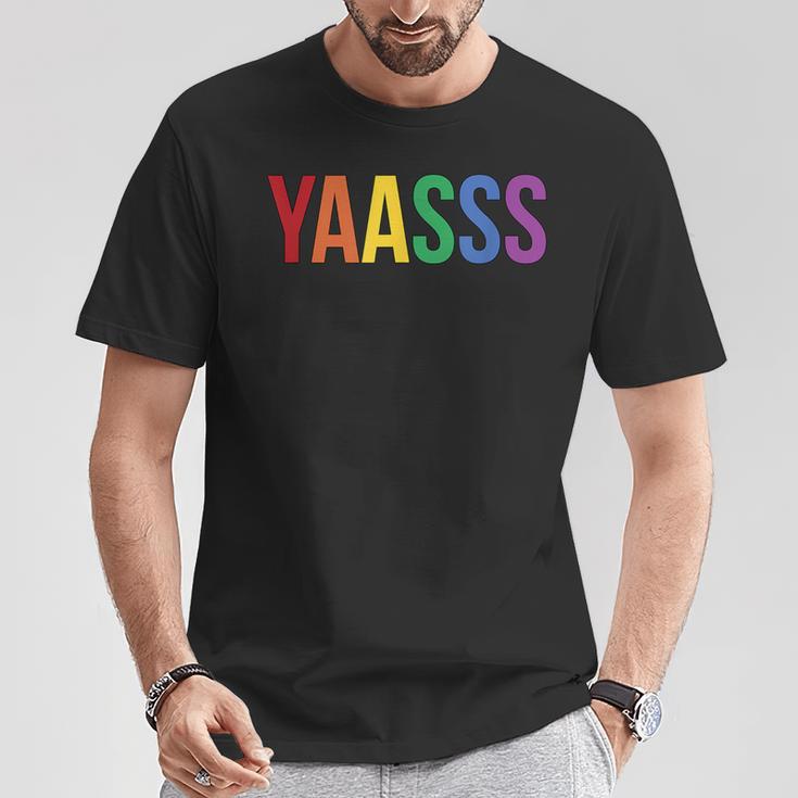 Yaasss Gay Pride Rainbow Yas Queen Meme Saying Lgbtq T-Shirt Unique Gifts