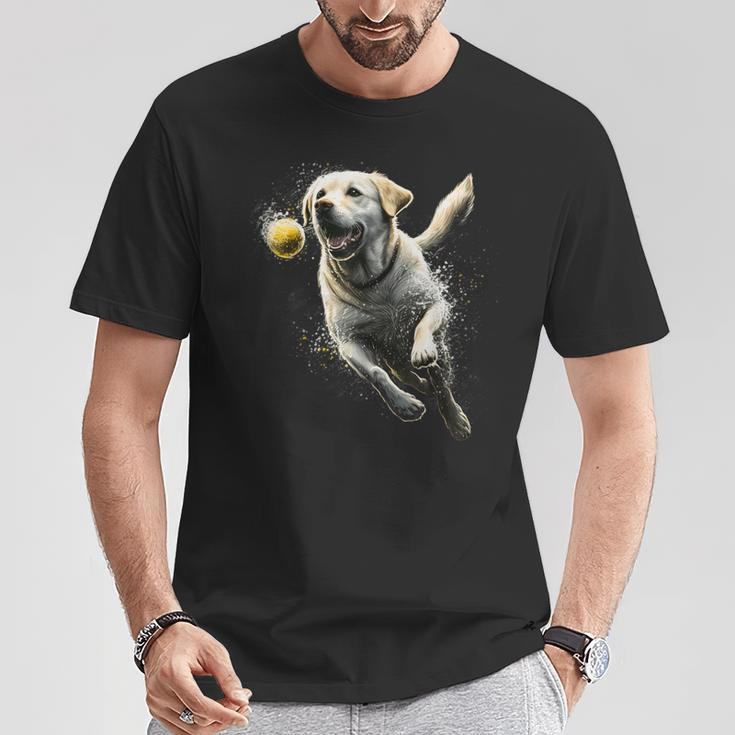 Yellow Labrador Retriever Chasing A Ball Labrador Retriever T-Shirt Funny Gifts