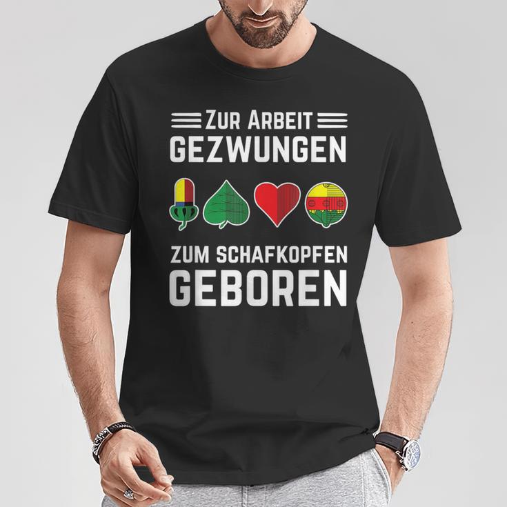 Zum Schafkopfen Geboren Kartenspiel Schafkopf & Doppelkopf T-Shirt Lustige Geschenke