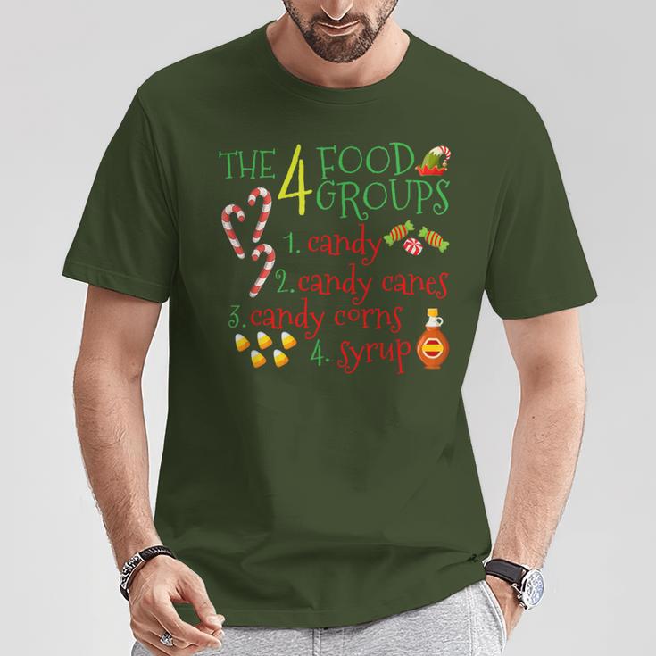 The 4 Elf Food Groups Christmas Candy Cane T-Shirt Unique Gifts