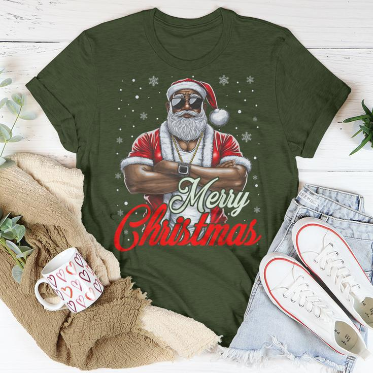 African American Santa Christmas Pajama Cool Black T-Shirt Unique Gifts