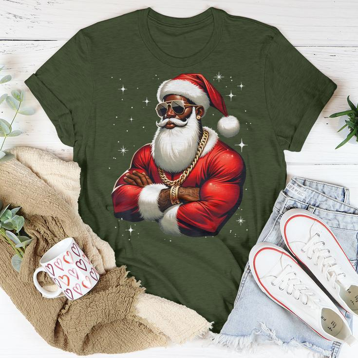 African American Santa Claus Family Christmas Black T-Shirt Unique Gifts