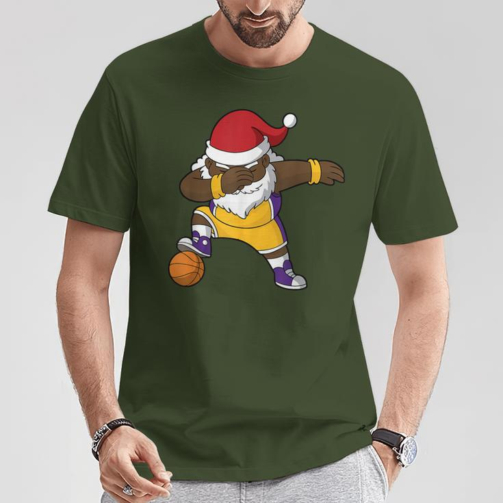 Basketball Black Dabbing Santa Claus African American T-Shirt Unique Gifts