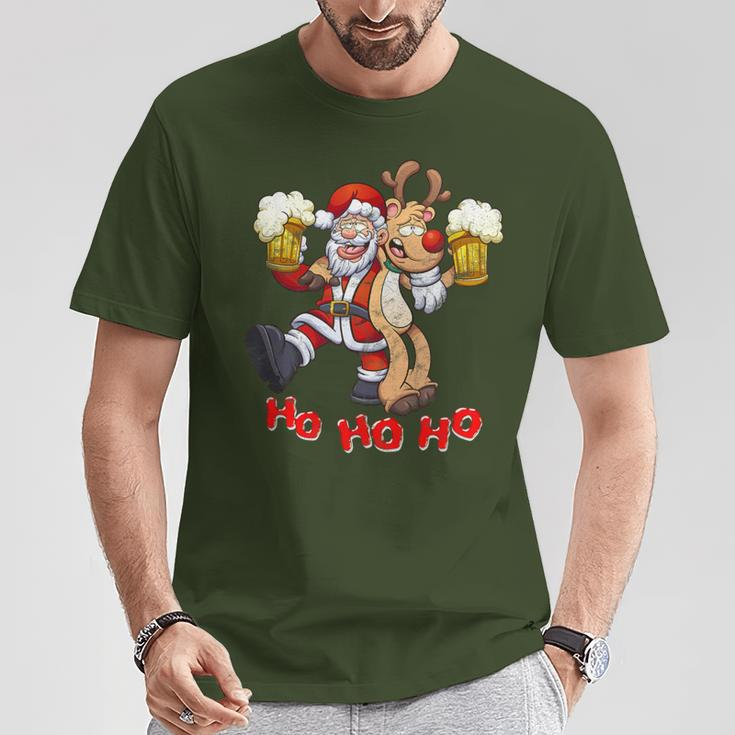 Betrunkener Weihnachtsmann Mit Rudolf Dem Rentier Xmas T-Shirt Lustige Geschenke