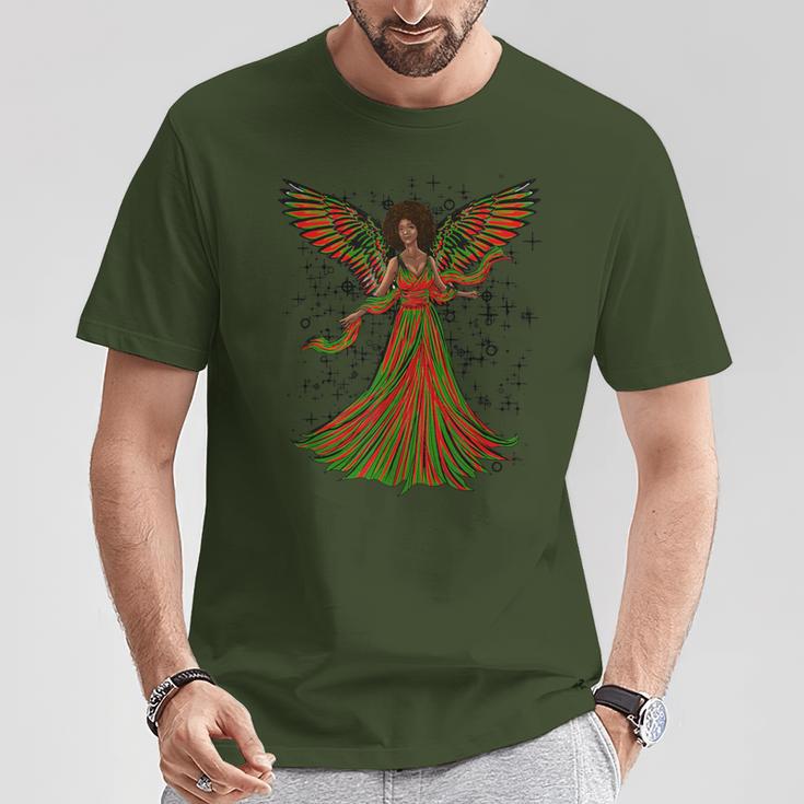 Black Christmas Angel Afro Pan Flag Holiday African Angels T-Shirt Unique Gifts