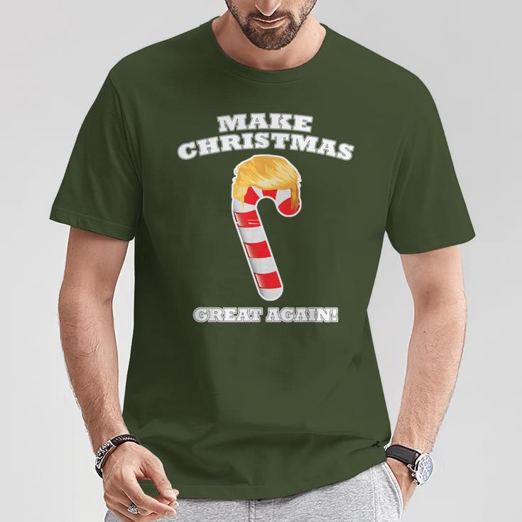 Make Christmas Great Again Holiday Candy Cane Trump Hair T-Shirt Unique Gifts