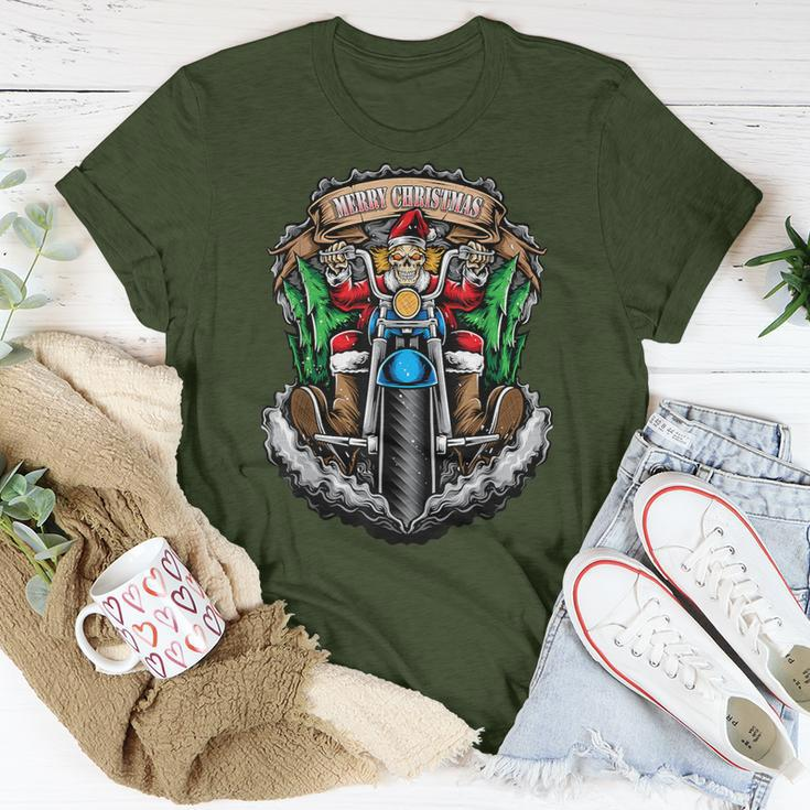 Christmas Motorcycle Santa Skull Santa Bike Rider T-Shirt Unique Gifts