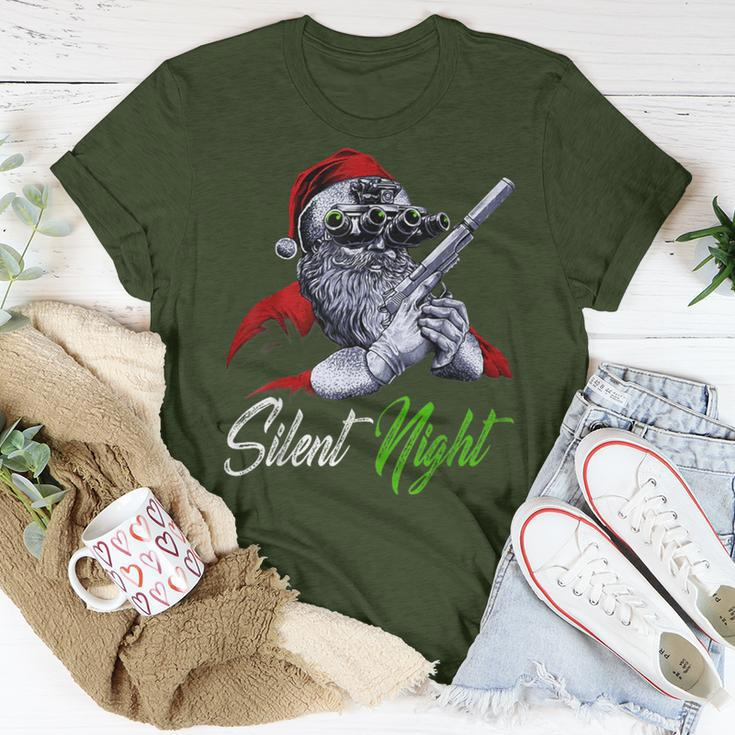 Christmas Santa Claus Guns Silent Night Santa T-Shirt Unique Gifts