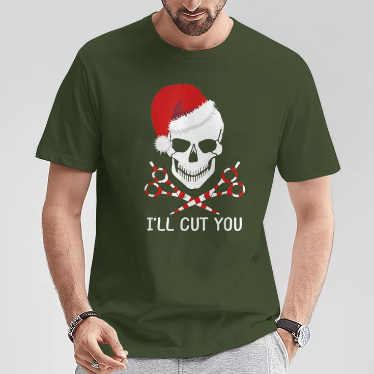 Christmas Skull Hairdresser Hair Stylist Santa Barber T-Shirt Unique Gifts