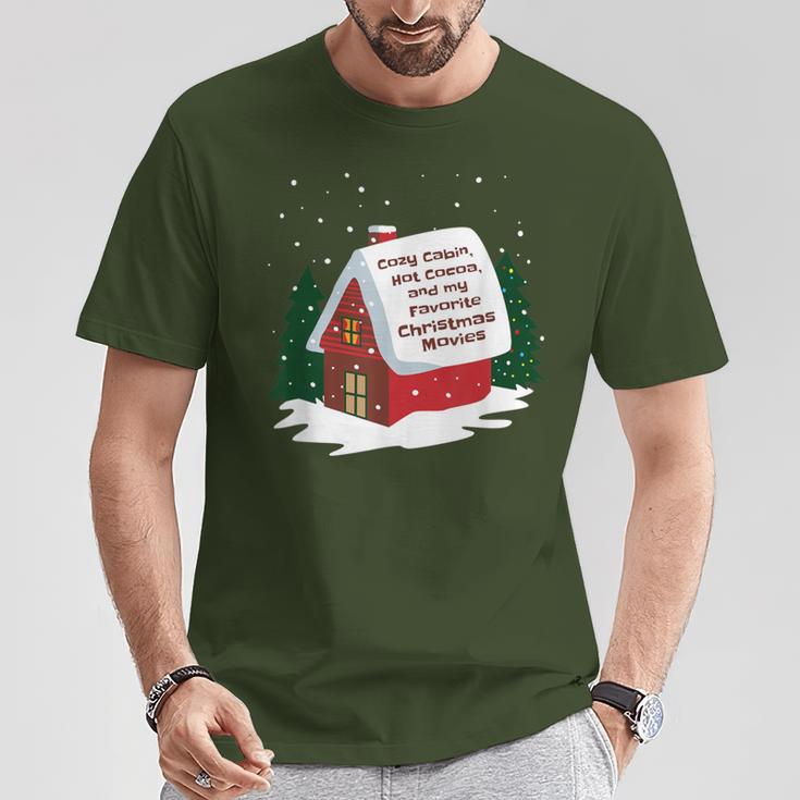 Cozy Cabin Hot Cocoa And My Favorite Christmas Movie T-Shirt Unique Gifts