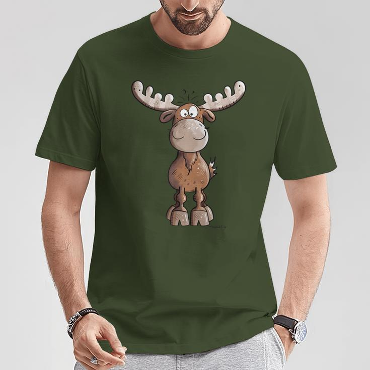 Crazy Elk I Deer Reindeer Fun Hunting Christmas Animal Motif T-Shirt Lustige Geschenke