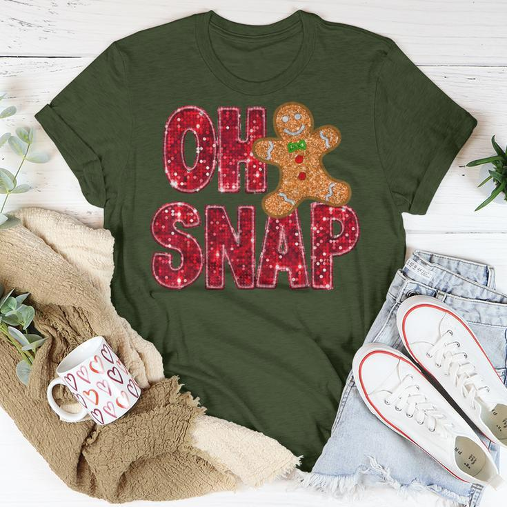 Faux Sequins Oh Snap Christmas Gingerbread Family Matching T-Shirt Funny Gifts