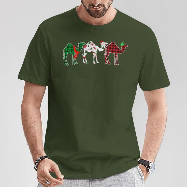 Camel Xmas Tree Lights Red Plaid Christmas T-Shirt Unique Gifts