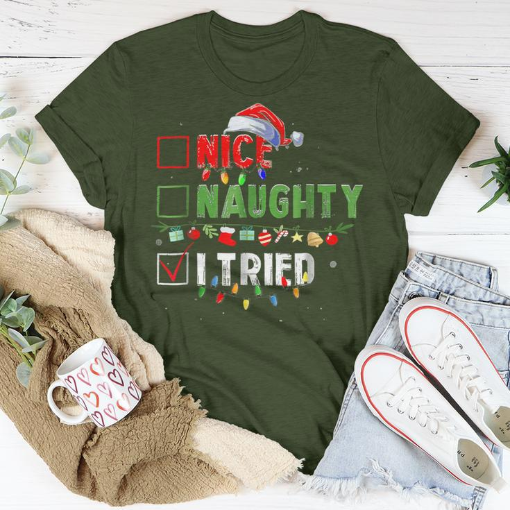 Christmas Nice Naughty I Tried Holiday Xmas 2023 T-Shirt Unique Gifts