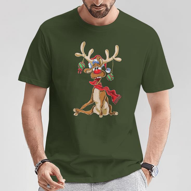 Reindeer Christmas Antlers Short Sleeve T-Shirt Lustige Geschenke