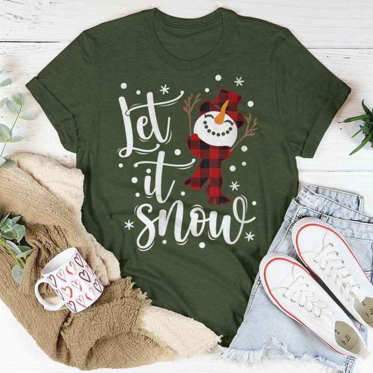 Snowman Let It Snow Snowflakes Merry Christmas T-Shirt Unique Gifts