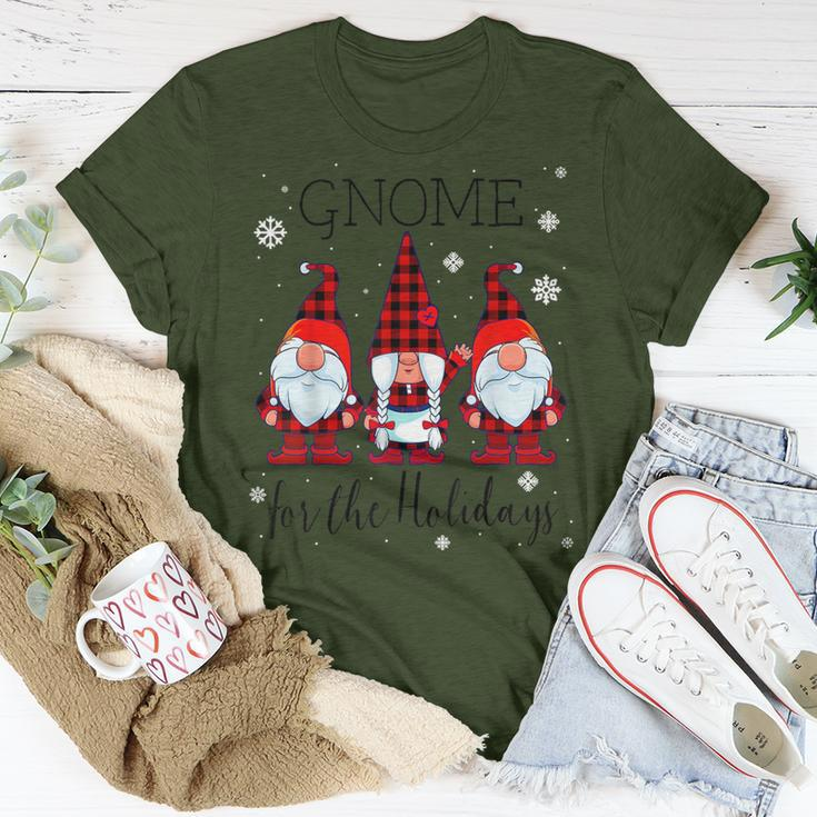 Gnome For The Holidays Buffalo Plaid 3 Gnomes Christmas Xmas T-Shirt Unique Gifts