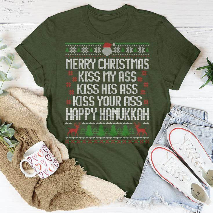 Happy Hanukkah Kiss My Ass His Ass Your Ass Merry Christmas T-Shirt Unique Gifts