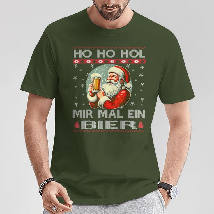 Ho Ho Hol Mir Mal Ein Bier Santa Christmas Black T-Shirt Lustige Geschenke