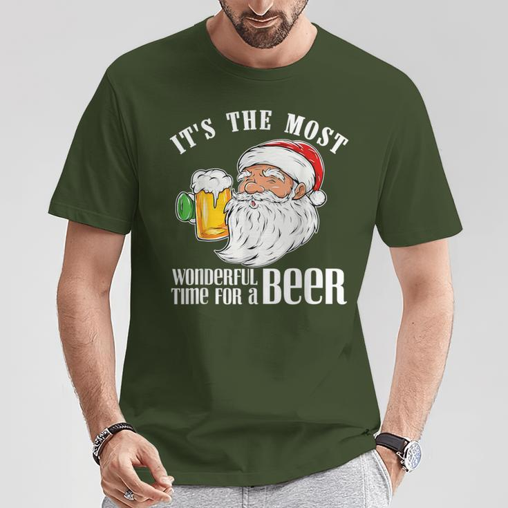 It's The Most Wonderful Time For A Beer Christmas Santa T-Shirt Unique Gifts