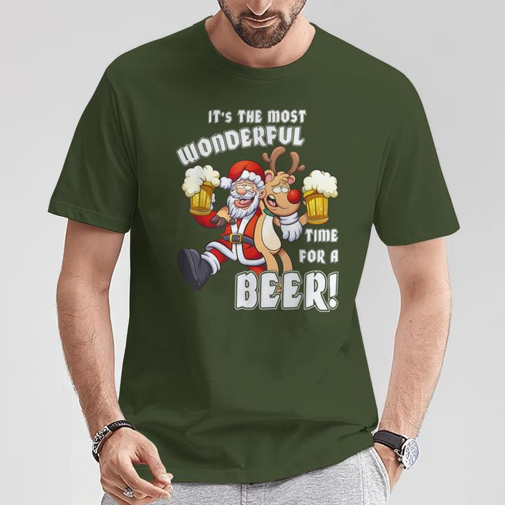 It's The Most Wonderful Time For A Beer Santa Xmas T-Shirt Unique Gifts