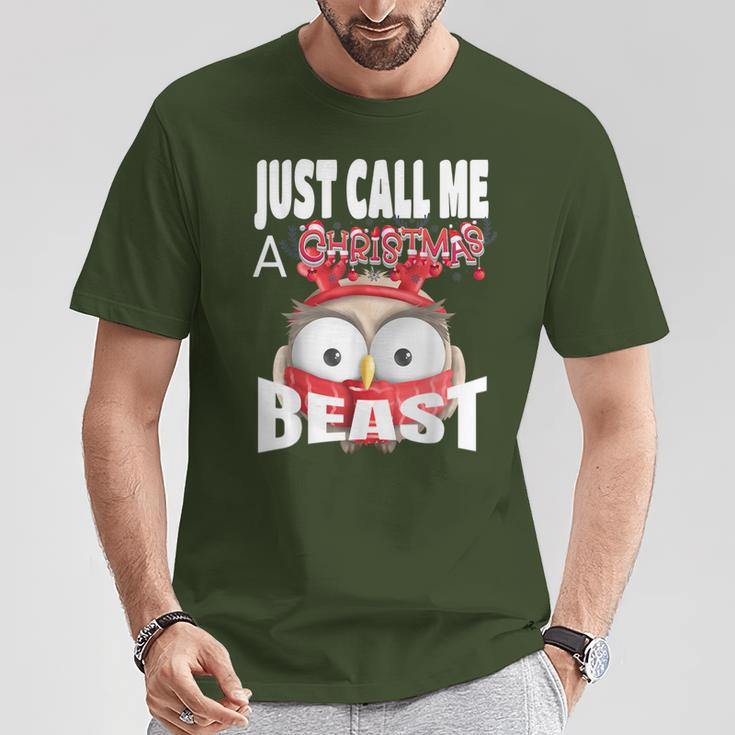 Just Call A Christmas Beast With Cute Little Owl T-Shirt Unique Gifts