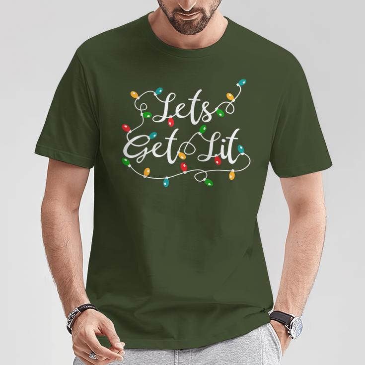 Let's Get Lit Xmas Holidays Christmas T-Shirt Unique Gifts