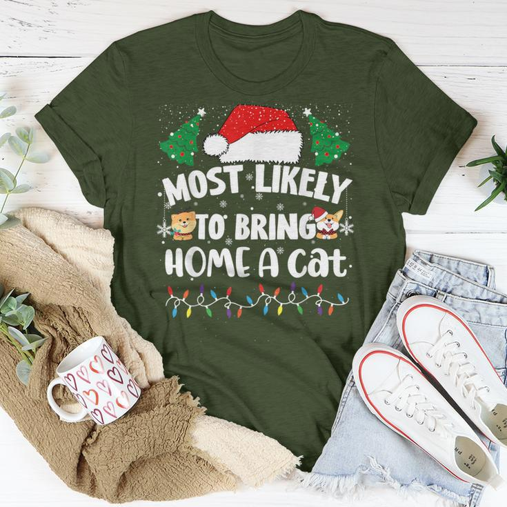 Most Likely To Bring Home A Cat Christmas Family Matching T-Shirt Funny Gifts