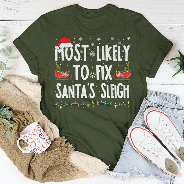 Most Likely To Fix Santa Sleigh Family Matching Christmas T-Shirt Funny Gifts