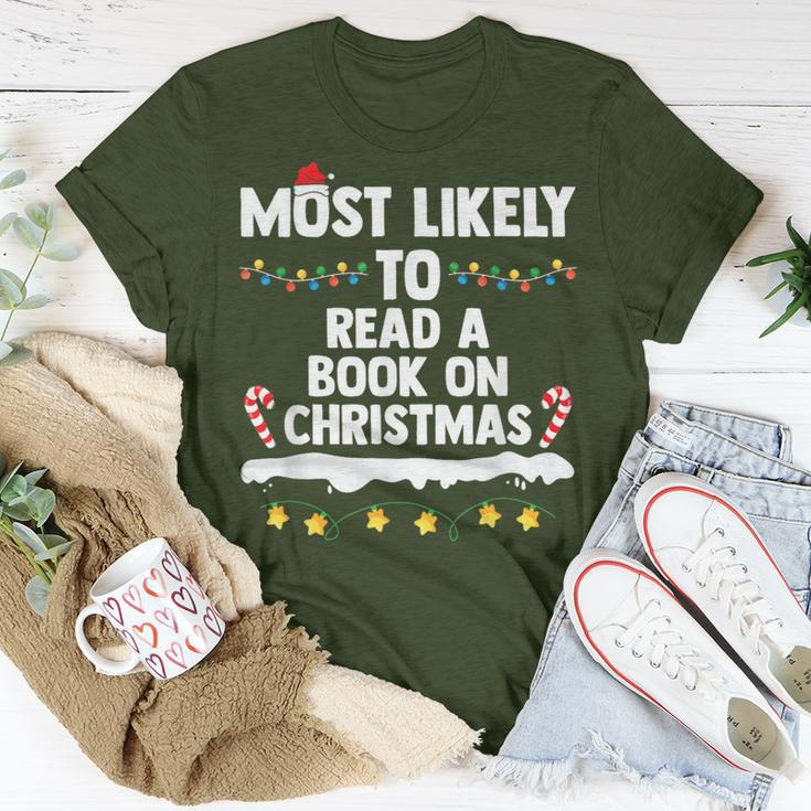 Most Likely To Read A Book On Christmas Matching Family T-Shirt Funny Gifts