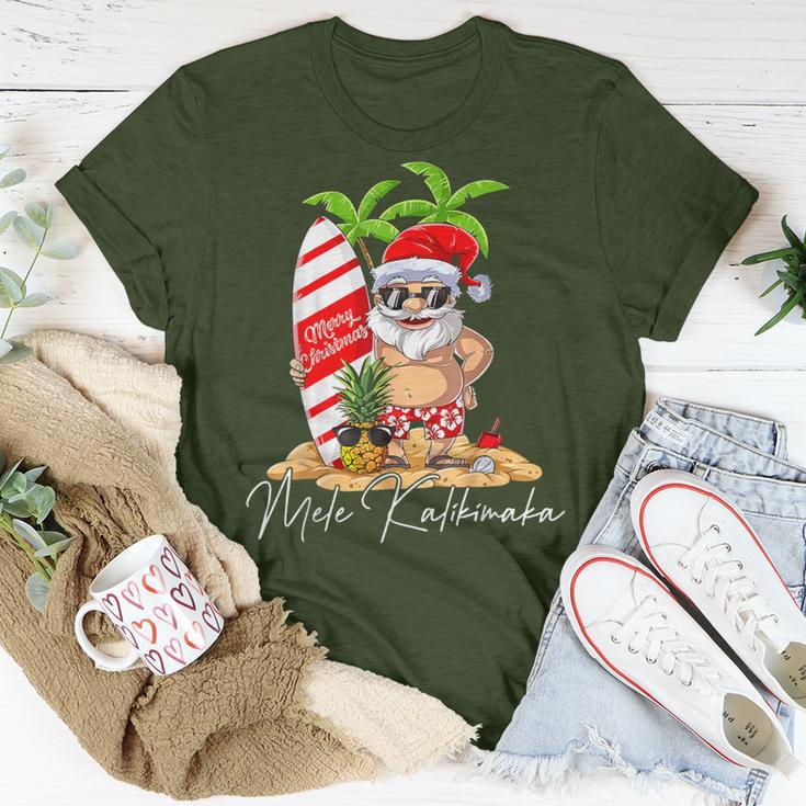 Mele Kalikimaka Hawaii Christmas Surfing Santa Xmas Summer T-Shirt Unique Gifts