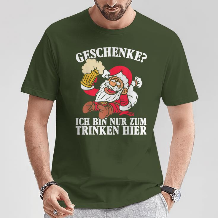 Men's Ich Bin Nur Zum Trinken Hier Christmas Black T-Shirt Lustige Geschenke