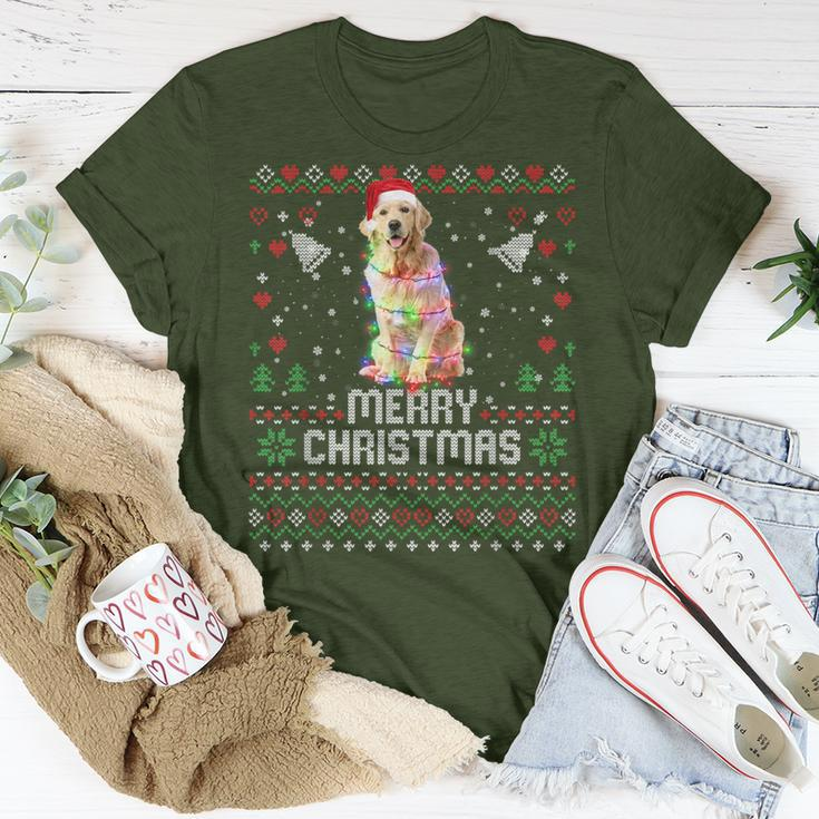 Merry Christmas Lighting Ugly Golden Retriever Christmas T-Shirt Funny Gifts