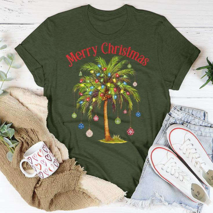 Merry Christmas Palm Tree Light Hawaiian Tropical Christmas T-Shirt Unique Gifts