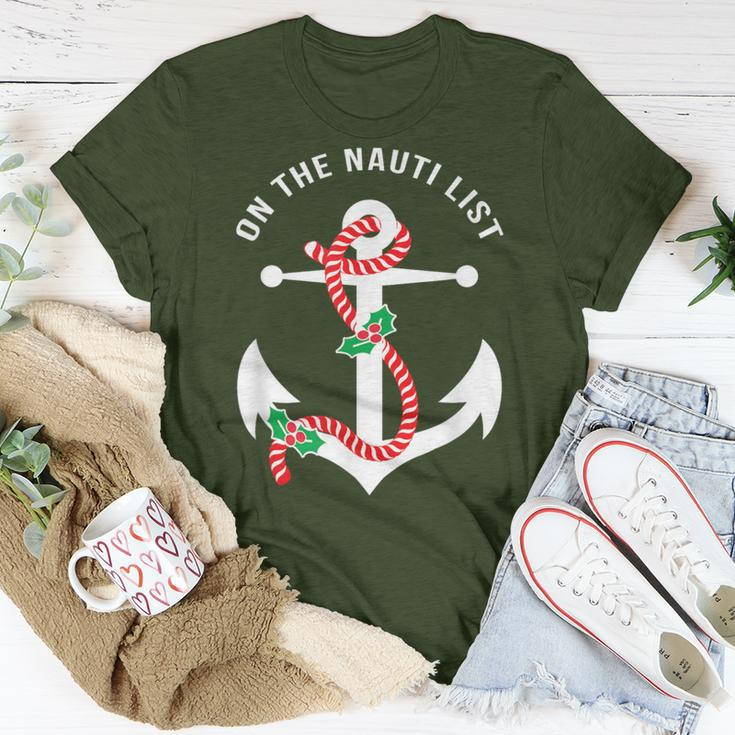On The Nauti Naughty List Pun Nautical Anchor Christmas T-Shirt Unique Gifts
