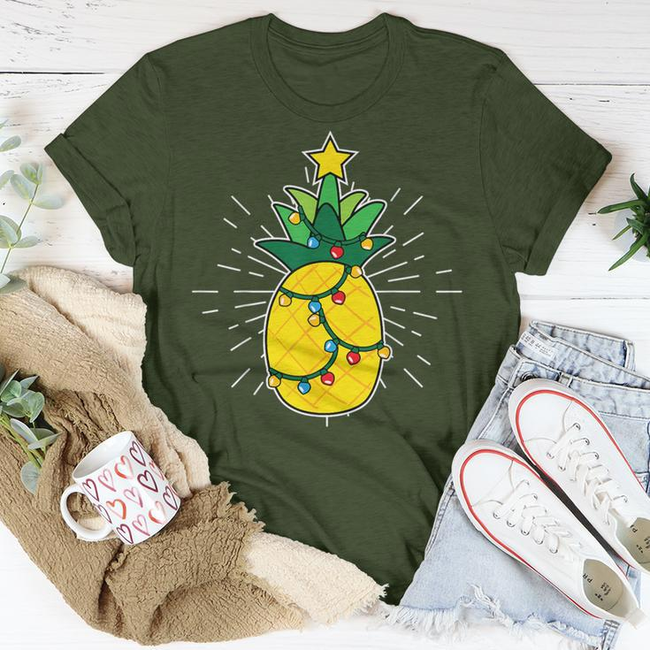 Pineapple X-Mas Tree Light Up Star Cute Christmas T-Shirt Unique Gifts