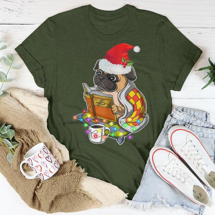 Pug Reading Book Dog Bookworm All Booked For Christmas T-Shirt Funny Gifts