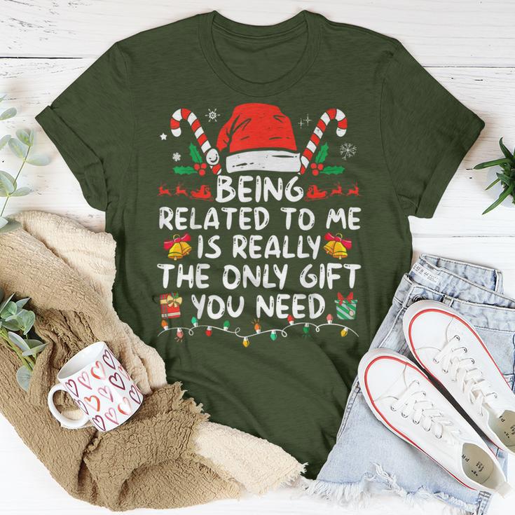 Being Related To Me Christmas Family Xmas Pajamas T-Shirt Unique Gifts