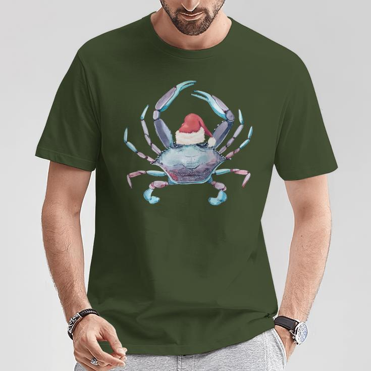 Santa Crab Clause Coastal Beach Christmas July Claws T-Shirt Unique Gifts
