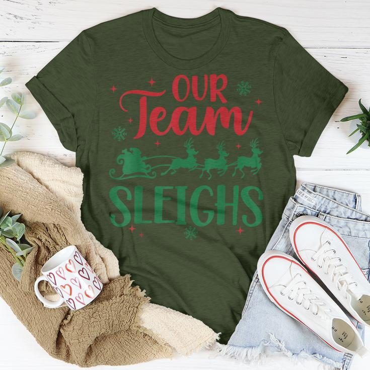 Our Team Sleighs Christmas Santa Reindeers Office Staff T-Shirt Funny Gifts